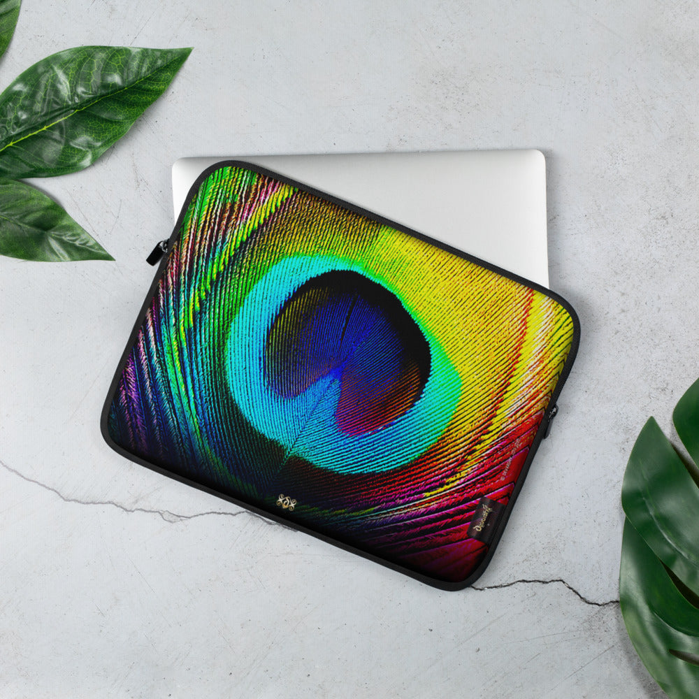 Beautiful Peacock Laptop Sleeve, Colorful Feather Pouch, Lightweight Laptop Bag, Best Selling IPad Case PF - 1001