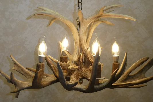 New 3 Light Rectangle Chandelier W/ Sheepskin Shades