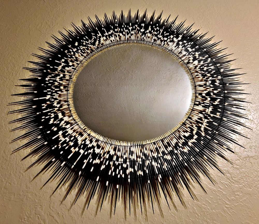 Mirror With Porcupine Quills Extra Large Size