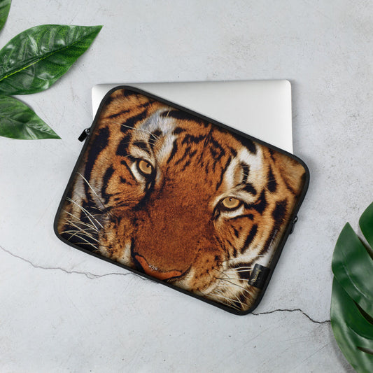 Tiger Face Laptop Sleeve, Lightweight Laptop Case, Animal Print Pouch, Laptop Bag, Notebook Cover, PF - 1020
